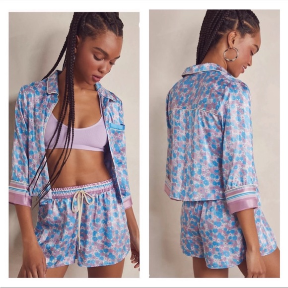 NWT Free People Pillow Talk Pajama Short Set Size L Cool Lavender Color Multi - Picture 1 of 6
